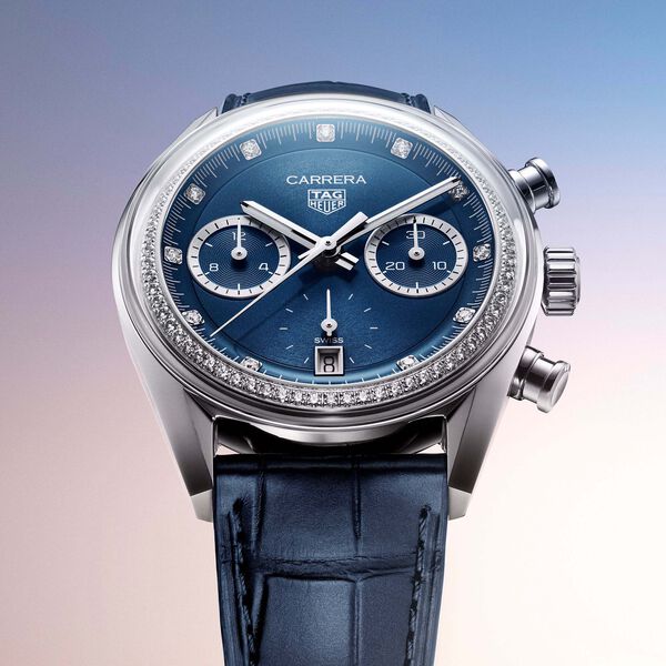 Carrera 39 mm chronographe automatique en acier inoxydable et diamants